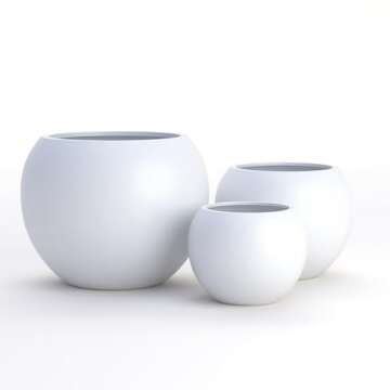 DTY Signature Mount Sherman Lightweight Durable Modern Fiberstone Sphere Planter for Indoor & Outdoo...