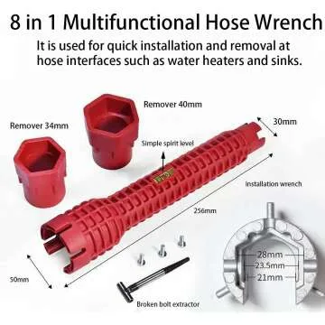 Multifunctional Bathroom Sink Wrench, 8-in-1 Tool