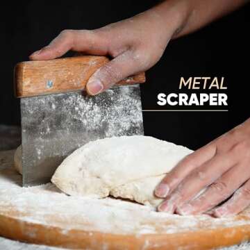 HOMEBAKEE Banneton Proofing Basket 9 inch for Sourdough Bread Baking | 2 Round Rattan Baskets with Covers | UFO Bread Lame Scoring Tool with 4 Blades | Metal Scraper | Bread Making Supplies Tools