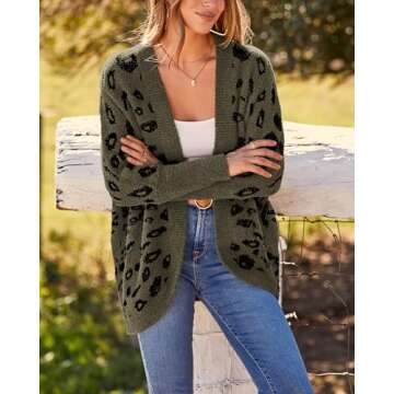 Stylish BTFBM Leopard Print Sweater Cardigan for Women