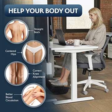 Sky Solutions Under Desk Foot Rest - Memory Foam, Ergonomic, Adjustable Footrest for Under Desk Cushion, Gaming Stool - Work from Home Essentials & Desk Accessories
