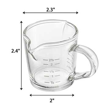 Hacaroa 4 Pack Double Spouts Measuring Cups Espresso Shot Glass with Handle, 2.5 Oz Mini Milk Triple...