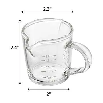 Hacaroa 4 Pack Double Spouts Measuring Cups Espresso Shot Glass with Handle, 2.5 Oz Mini Milk Triple...