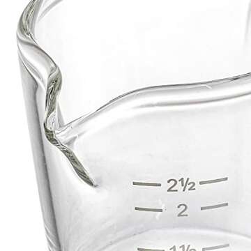 Hacaroa 4 Pack Double Spouts Measuring Cups Espresso Shot Glass with Handle, 2.5 Oz Mini Milk Triple Pitcher Barista Clear Graduated Cups for Coffee, Wine, Bar, Party