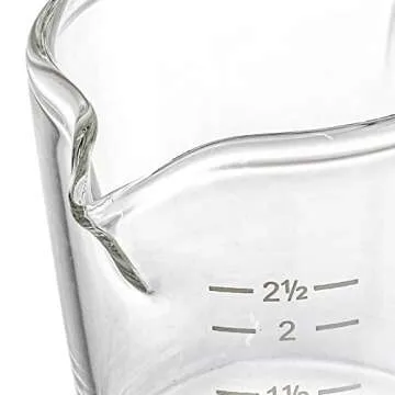 Hacaroa 4 Pack Double Spouts Measuring Cups Espresso Shot Glass with Handle, 2.5 Oz Mini Milk Triple Pitcher Barista Clear Graduated Cups for Coffee, Wine, Bar, Party