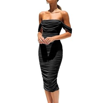 PRETTYGARDEN Women’s Summer Off The Shoulder Midi Dress for Parties and Casual Events