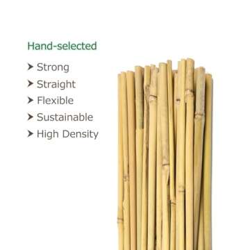 Cambaverd 25 Pcs Bamboo Garden Stakes 4 Feet Eco-Friendly Bamboo Plant Stakes, for Roma Tomatoes Sun...