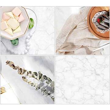 Meking 32x22in Double Sided White Marble Photography Backdrop Paper Background for Small Product, Flat Lay & Food Photo Shoot Props