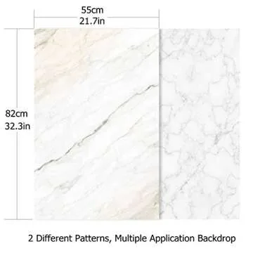 Meking 32x22in Double Sided White Marble Photography Backdrop Paper Background for Small Product, Flat Lay & Food Photo Shoot Props