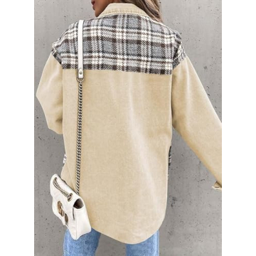 SHEWIN Women's Oversized Plaid Denim Jacket for 2025