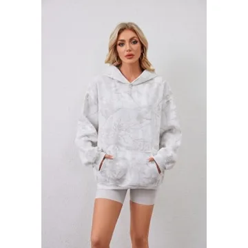 DURUNUL Oversized Women Camo Fleece Hoodie Sweatshirt