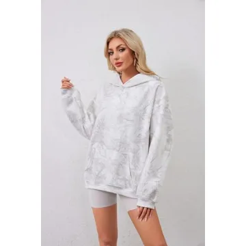 DURUNUL Oversized Women Camo Fleece Hoodie Sweatshirt