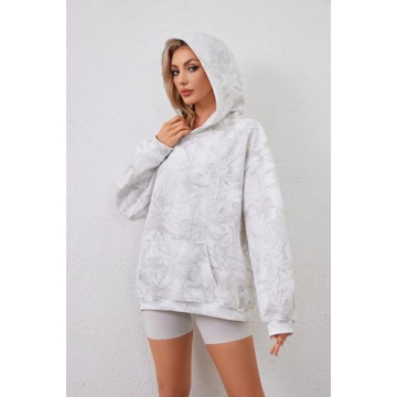 DURUNUL Oversized Women Camo Fleece Hoodie Sweatshirt