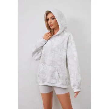 DURUNUL Oversized Women Camo Fleece Hoodie Sweatshirt