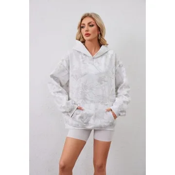 DURUNUL Oversized Women Camo Fleece Hoodie Sweatshirt