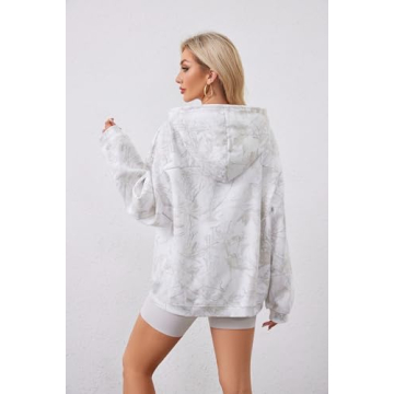 DURUNUL Oversized Women Camo Fleece Hoodie Sweatshirt