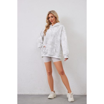 DURUNUL Oversized Women Camo Fleece Hoodie Sweatshirt