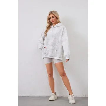 DURUNUL Oversized Women Camo Fleece Hoodie Sweatshirt