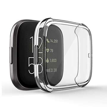 GHIJKL 3 Pack Screen Protector Compatible Fitbit Versa 2 Case, Ultra-Thin Slim Soft TPU Protective C...