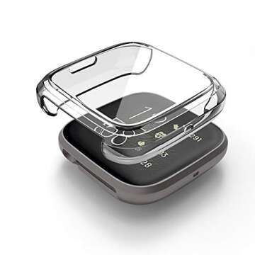 GHIJKL 3 Pack Screen Protector Compatible Fitbit Versa 2 Case, Ultra-Thin Slim Soft TPU Protective Case All-Around Full Cover Bumper Shell for Fitbit Versa 2 Smart Watch, Clear,Rose Gold,Rose Pink