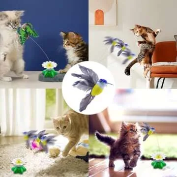 Yisquar Electric Bird & Butterfly Teasing Cat Toy 2PCS Interactive Bird Toy for Cats Interactive Cat Toy Automatic Electric Butterfly 360°Rotating Kitten Toy Fun Flying Bird Cat Play Chase Toys…