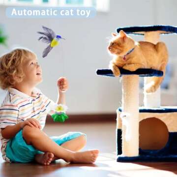 Yisquar Electric Bird & Butterfly Teasing Cat Toy 2PCS Interactive Bird Toy for Cats Interactive Cat Toy Automatic Electric Butterfly 360°Rotating Kitten Toy Fun Flying Bird Cat Play Chase Toys…