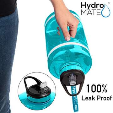 NatureWorks HydroMATE Gallon Water Bottle with Straw BPA FREE Leak Proof Reusable Water Bottle with Times to Drink Marked Hourly 128 oz