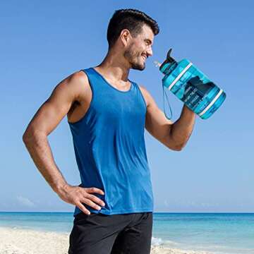 NatureWorks HydroMATE Gallon Water Bottle with Straw BPA FREE Leak Proof Reusable Water Bottle with Times to Drink Marked Hourly 128 oz