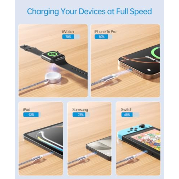 Wtinquik Travel Essentials for Apple Watch Charger, 3 in 2 Multi Fast Charging Cable for/iPhone Char...