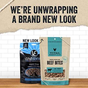 Vital Essentials Freeze Dried Raw Whole Animal Dog Treats, Beef Bites, 6.2 oz | Premium Quality High Protein Training Treats | Grain Free, Gluten Free, Filler Free