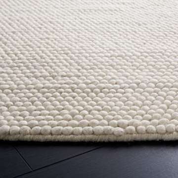 SAFAVIEH Natura Collection Area Rug - 4' Round, Ivory, Handmade Wool, Ideal for High Traffic Areas in Living Room, Bedroom (NAT620A)