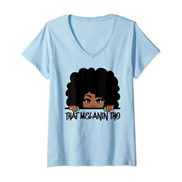 Womens That Melanin Tho Queen Beautiful Queen Black Owned Business V-Neck T-Shirt