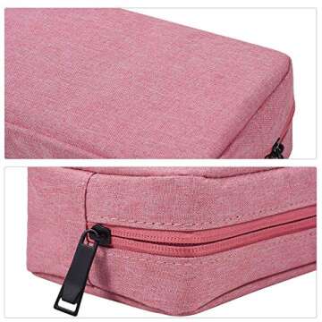 dealcase Electronic Accessories Organizer, Durable Small Electronics Accessories Storage Bag Compatible Laptop Charger Various USB,Cables,Cords and Power Travel Gadget Carry Bag,Pink(Small+Big)