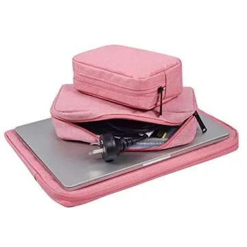 dealcase Electronic Accessories Organizer, Durable Small Electronics Accessories Storage Bag Compatible Laptop Charger Various USB,Cables,Cords and Power Travel Gadget Carry Bag,Pink(Small+Big)