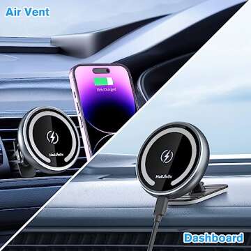 Magjieyx MagSafe Car Mount Wireless Charger - Fast Magnetic Charging for iPhone 16/15/14/13/12