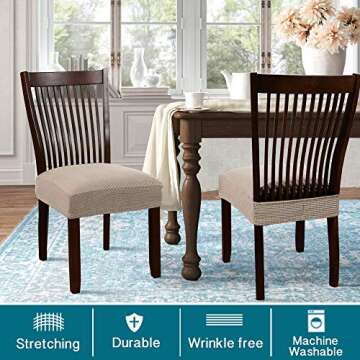 Turquoize Stretch Jacquard Chair Seat Covers Seat Covers for Dining Room Chair Covers Chair Seat Sli...