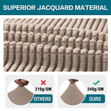 Turquoize Stretch Jacquard Chair Seat Covers Seat Covers for Dining Room Chair Covers Chair Seat Slipcovers Removable Washable Chair Seat Cushion Slipcovers for Dining Room (2 Pack, Khaki)