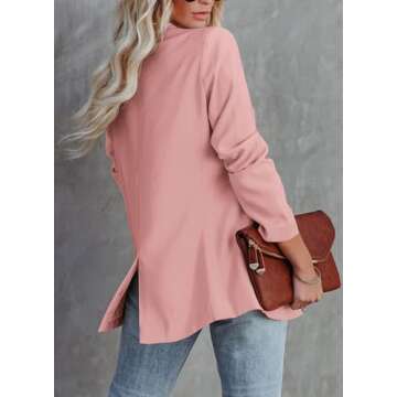 PRETTYGARDEN Women's Casual Blazers Long Sleeve Open Front Button Work Office Blazer Jackets with Po...