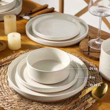 AmorArc Ceramic Dinnerware Set for 4 Speckled Beige