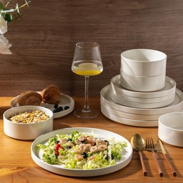AmorArc Ceramic Dinnerware Set for 4 Speckled Beige