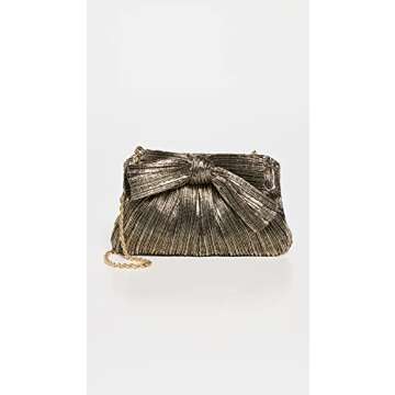Loeffler Randall Women's Mini Pleated Frame Clutch with Bow, Gold, One Size