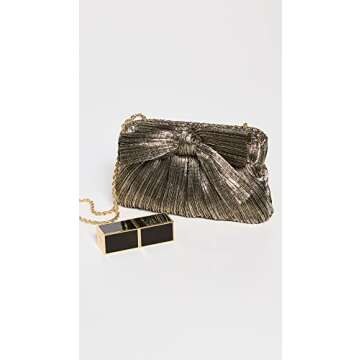 Loeffler Randall Women's Mini Pleated Frame Clutch with Bow, Gold, One Size