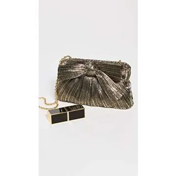 Loeffler Randall Women's Mini Pleated Frame Clutch with Bow, Gold, One Size