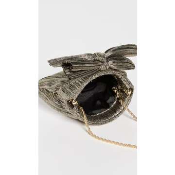 Loeffler Randall Women's Mini Pleated Frame Clutch with Bow, Gold, One Size