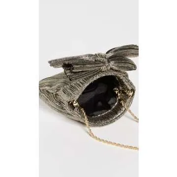 Loeffler Randall Women's Mini Pleated Frame Clutch with Bow, Gold, One Size