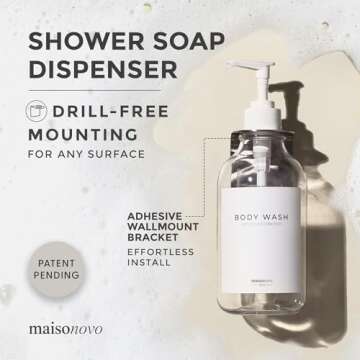 MaisoNovo Shampoo and Conditioner Dispenser - Shower Soap Dispenser Wall Mounted - 16.9 fl oz Set of...