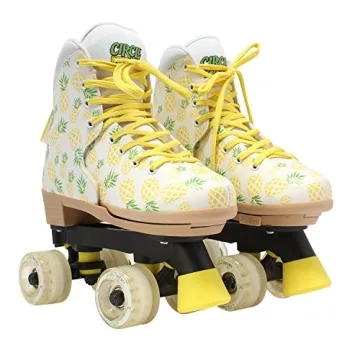 Circle Society Classic Adjustable Roller Skates for Girls - Crushed Pineapple Design with Comfort Pa...