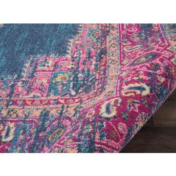 Nourison Passion Blue 8' x 10' Area Rug, Boho, Traditional, Easy Clean, Non Shedding, Bed Room, Living Room, Hallway (8x10)