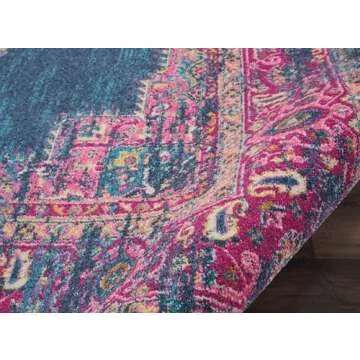 Nourison Passion Blue 8' x 10' Area Rug, Boho, Traditional, Easy Clean, Non Shedding, Bed Room, Living Room, Hallway (8x10)
