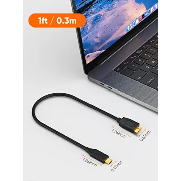 CableCreation 1FT USB C to Micro B Cable,10Gbps Speed External Hard Drive Braided,USB 3.1 Type C to Micro B Work for iPhone 15,16,Seagate WD Westgate My Passport,MacBook Pro/Air, iPad/Tablet,Black